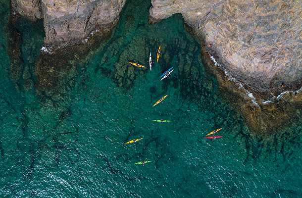 Kayak safari in Lanzarote, aerial view